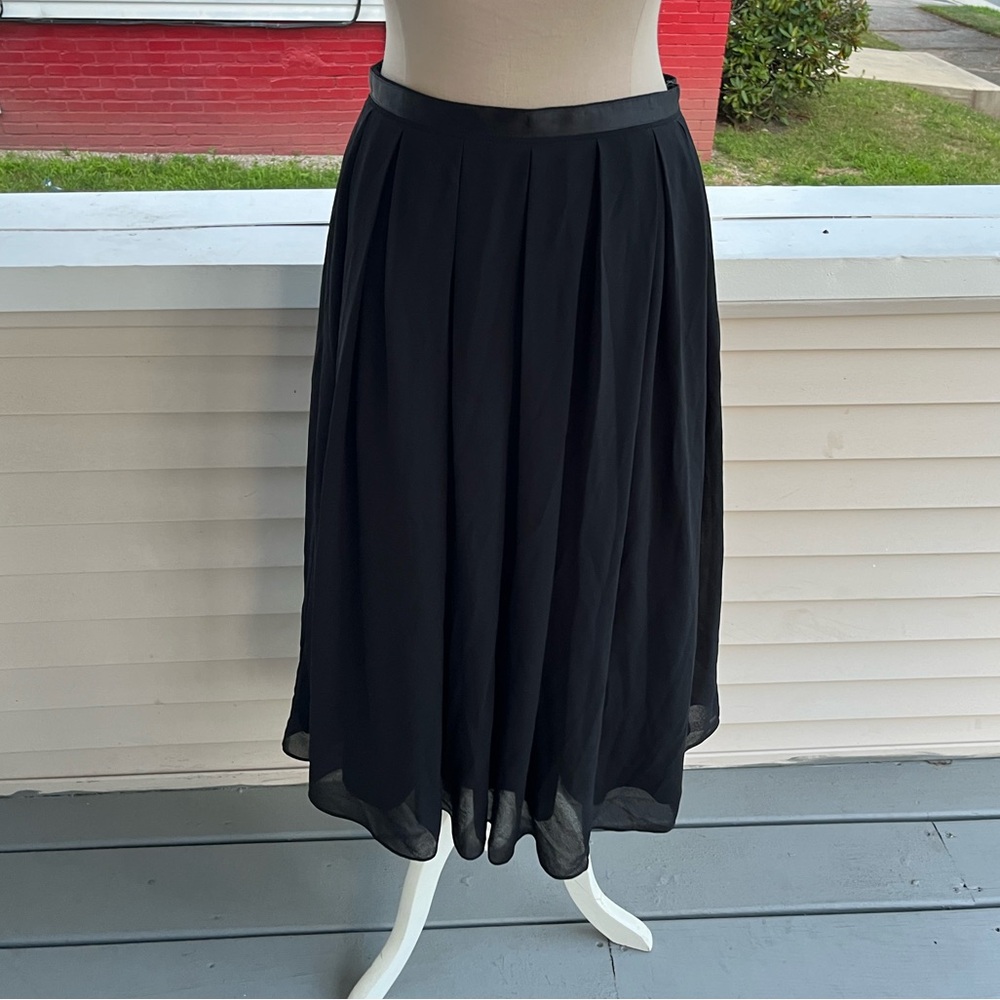 ESLEY Black Chiffon Skirt M Knee Length Fully Lined Dressy Holiday Party VGUC